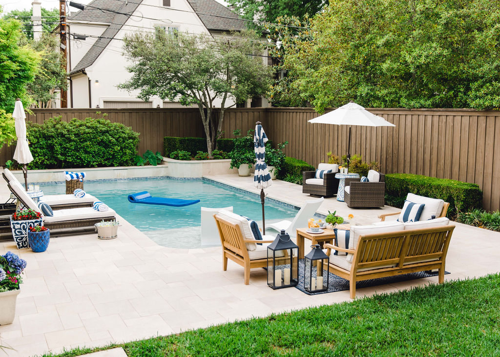 Pressure washing services near Salinas and Monterey rejuvenating a poolside area for a sparkling Fourth of July BBQ.