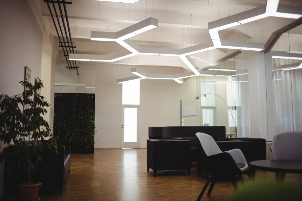 Spotless office lobby with reception desk