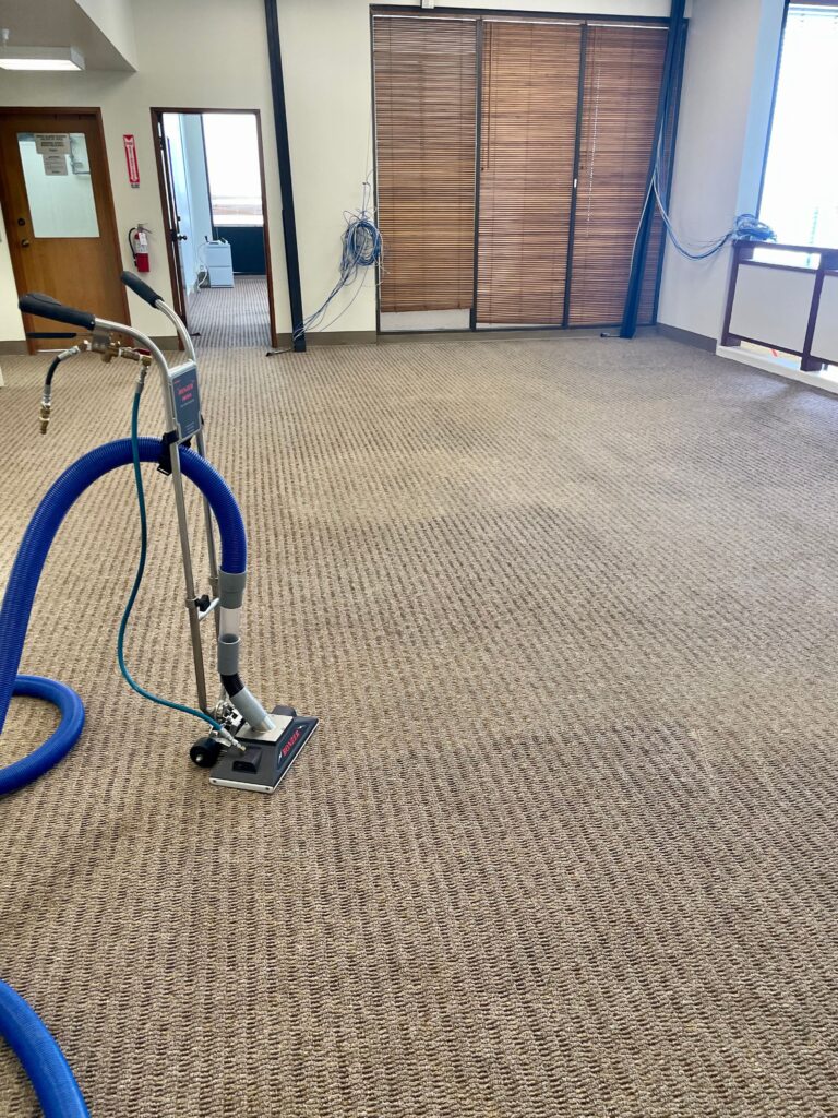 Professional carpet cleaner servicing a Monterey home.
