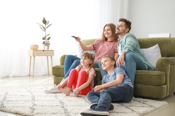 Monterey family enjoying their clean, refreshed living room
